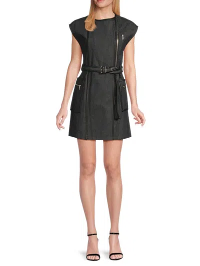 Et Ochs Women's Devon Belted Denim Minidress In Black