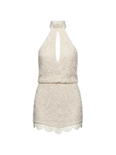 Et Ochs Women's Elise Embroidered Cotton Mesh Halterneck Minidress In Neutral
