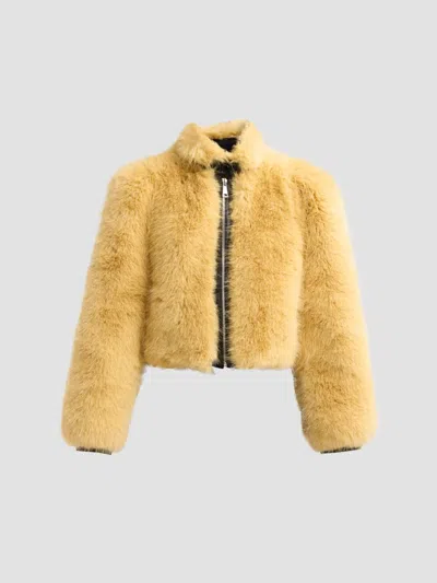 Et Ochs Women's Finley Faux-fur Crop Jacket In Flax Black