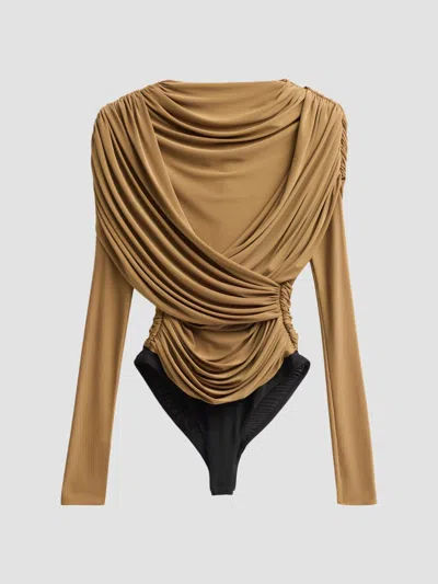 Et Ochs Women's Hestia Draped Bodysuit In Brown