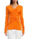Et Ochs Leilani Ruched Top In Caution Orange