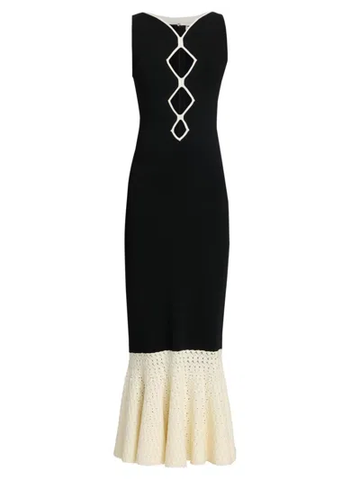 Et Ochs Maude Crochet-hem Knit Midi Dress In Black