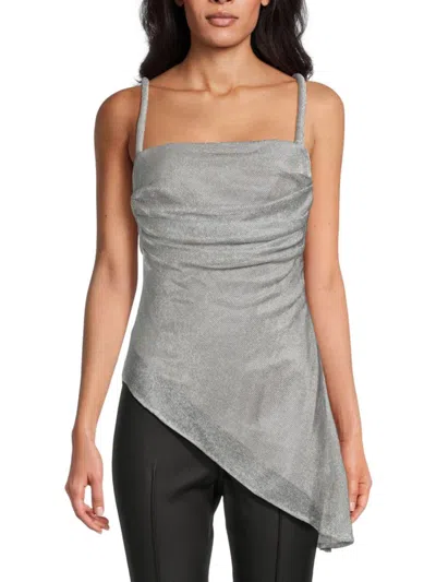 Et Ochs Women's Meryl Metallic Asymmetric Top In Pebble Silver