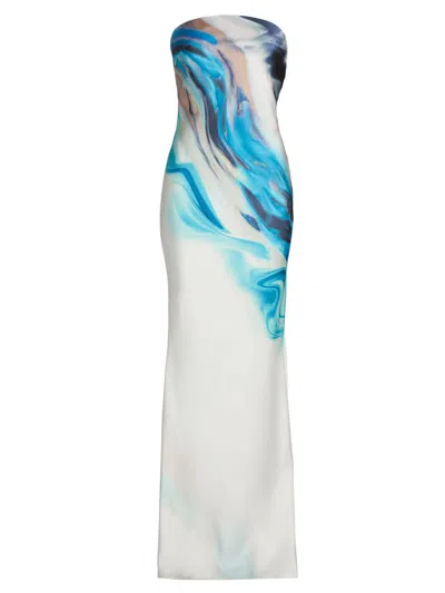 Et Ochs Women's Nessa Tie-dye Satin Strapless Midi-dress