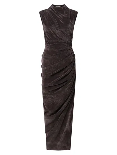 Et Ochs Women's Olympia Draped Velvet Midi-dress In Brown