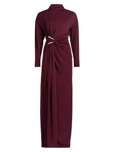 Et Ochs Remington Draped Matte Jersey Column Gown In Burgundy