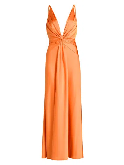 Et Ochs Women's Tatum Satin Draped V-neck Gown In Orange