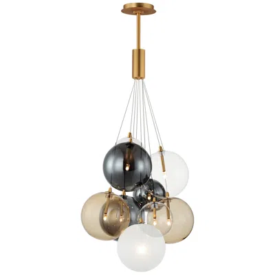 Et2 Burst 19 3/4"w Gold W/ Mixed Glass Led Multi-light Pendant