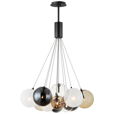 Et2 Burst 27"w Black With Mixed Glass 12-light Led Pendant