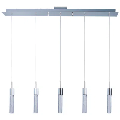 Et2 Fizz Iv 39" Chrome Bubble Glass 5-light Led Linear Pendant