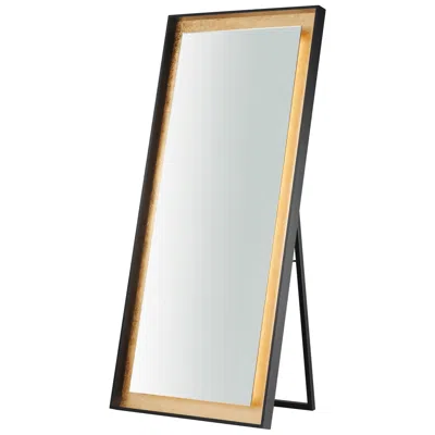 Et2 Floating 30" X 67" Gold Leaf / Black Led Free Standing Mirror