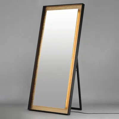 Et2 Floating-led Mirror In Gold Leaf,black