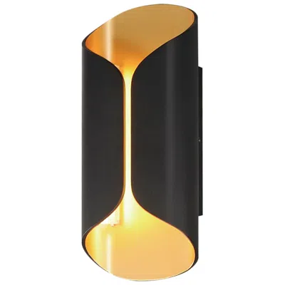 Et2 Folio 13 3/4" High Black And Gold Led Outdoor Wall Light