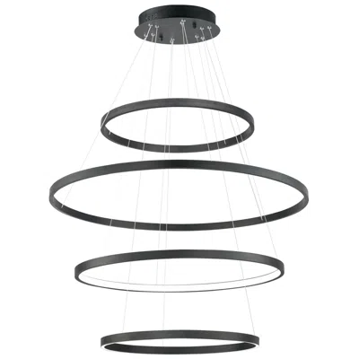 Et2 Groove 43" Wide Black 4-tier Modern Led Ring Pendant