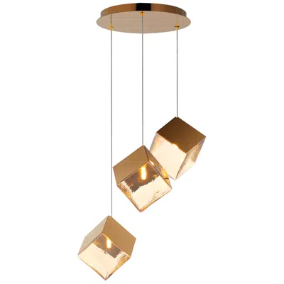 Et2 Ice Cube 18 1/2" Wide French Gold 3-light Led Pendant