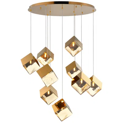 Et2 Ice Cube 33 1/2"w French Gold Led Multi-light Pendant