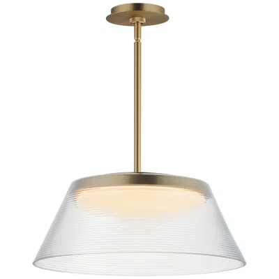 Et2 Jensen 18" Satin Brass/clear Ribbed Led Pendant