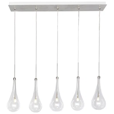 Et2 Larmes 31.5 Wide Chrome And Glass 5-light Led Modern Linear Pendant