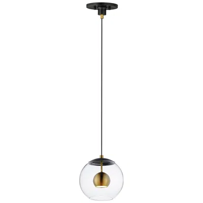Et2 Nucleus 9" Wide Black And Aged Brass Led Mini Pendant