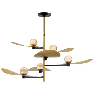 Et2 Pearl 47 1/4"w Black And Brass 6-light Led Chandelier
