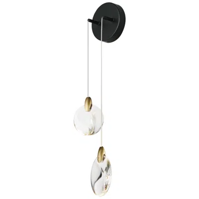 Et2 Pebble 24" High Black/polished Gold 2-light Wall Sconce