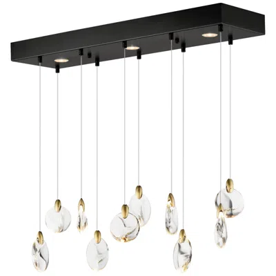 Et2 Pebble 35 1/2" Wide Black/polished Gold 10-light Led Pendant
