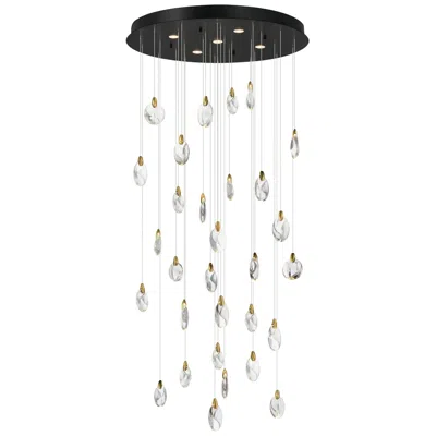 Et2 Pebble 36" Black/polished Gold 30-light Led Pendant