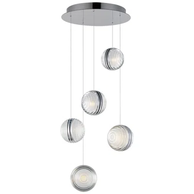 Et2 Pulse 15" Wide Polished Chrome 5-light Led Pendant