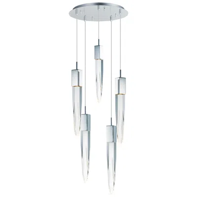 Et2 Quartz 15 3/4" Wide Polished Nickel 5-light Led Pendant