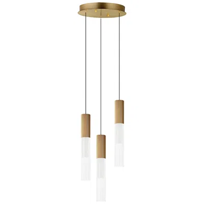 Et2 Reeds 11 3/4" Wide Gold Glass 3-light Led Mini Pendant