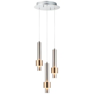 Et2 Reveal 11"w Satin Nickel And Brass Led Multi-light Pendant