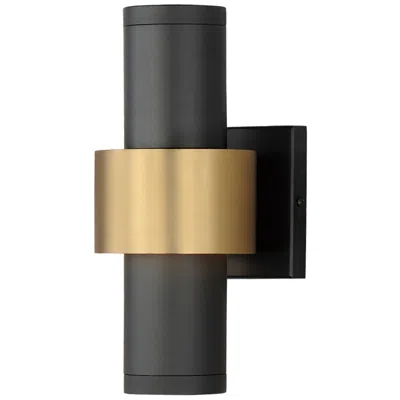 Et2 Reveal 12"h Sandy Black And Gold Led Outdoor Wall Light