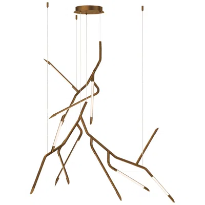 Et2 Scion 53" Weathered Brass 3-light Led Pendant In Gold