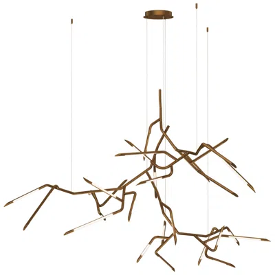 Et2 Scion 80" Weathered Brass 3-light Led Pendant In Gold