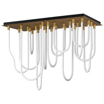 Et2 Soleil 42" Natural Aged Brass 14-light Led Sq Flush Mount