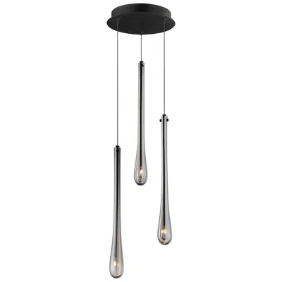 Et2 Stillo 10" Wide Black 3-light Led Teardrop Mini Pendant