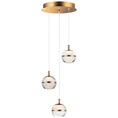 Et2 Swank 11 3/4"w Natural Aged Brass 3-light Led Mini Pendant