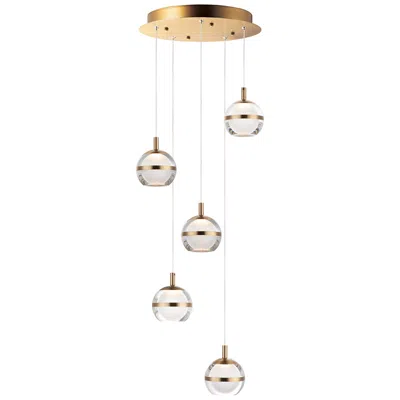 Et2 Swank 15" Wide Brass Metal 5-light Led Pendant