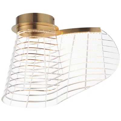 Et2 Tartan 12" High Brushed Champagne Led Flush Mount