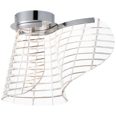 Et2 Tartan 12" High Polished Chrome Led Flush Mount
