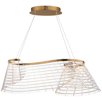 Et2 Tartan 32" Wide Brushed Champagne 1-light Linear Led Pendant