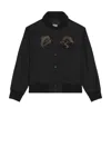 Etai La 3d Print Bonsai Tree Fold Over Collar Bomber In Black