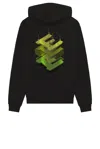Etai La 3d Print Mechanical E Hoodie In Black