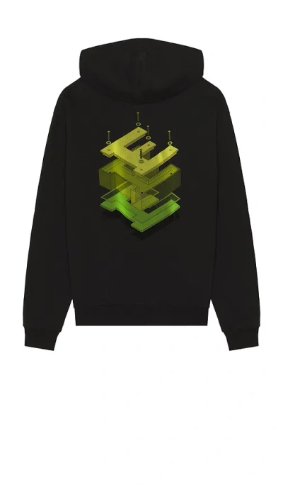 Etai La 3d Print Mechanical E Hoodie In Black