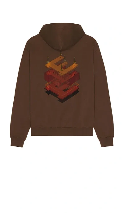 Etai La 3d Print Mechanical E Hoodie In Brown
