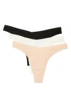 Etam 3-pack Rib Thongs In Multi