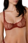 Etam Allusion Classique Underwire Balconette Bra In Brown