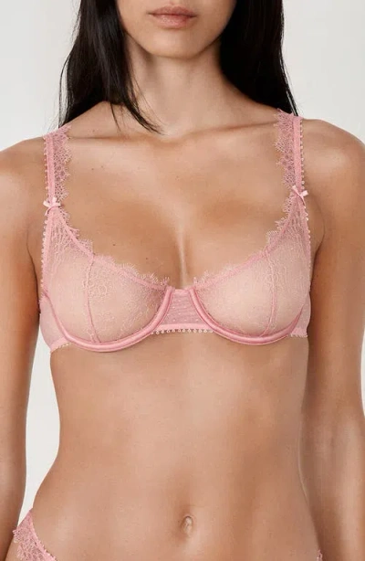 Etam Allusion Classique Underwire Balconette Bra In Pink