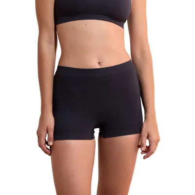 Etam Amande Seamless Cotton Blend Boyshorts In Black