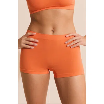 Etam Amande Seamless Cotton Blend Boyshorts In Red